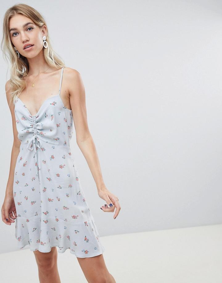 Warehouse Ditsy Ruched Dress - Multi