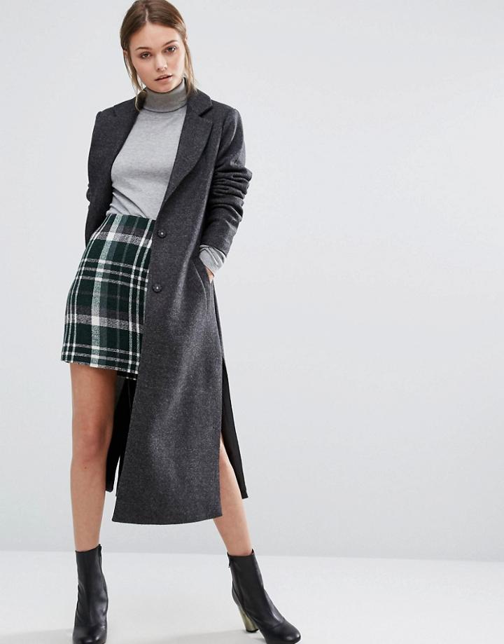 New Look Check Skirt - Green