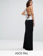 Asos Tall Chainmail Asymmetric Back Maxi Dress - Black