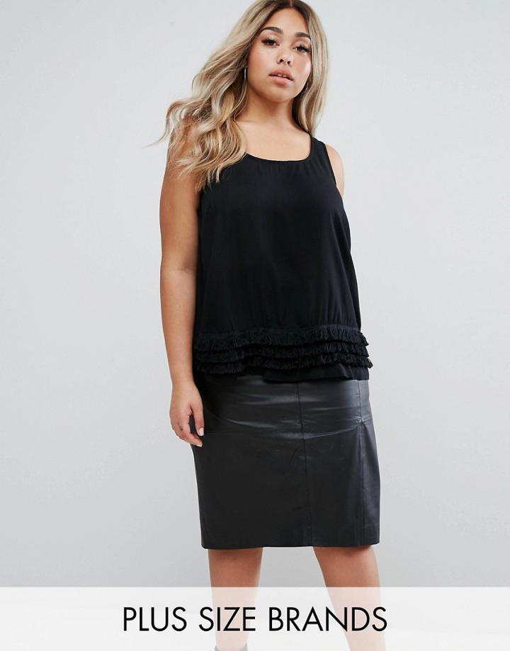 Junarose Fringe Hem Sleeveless Top - Black