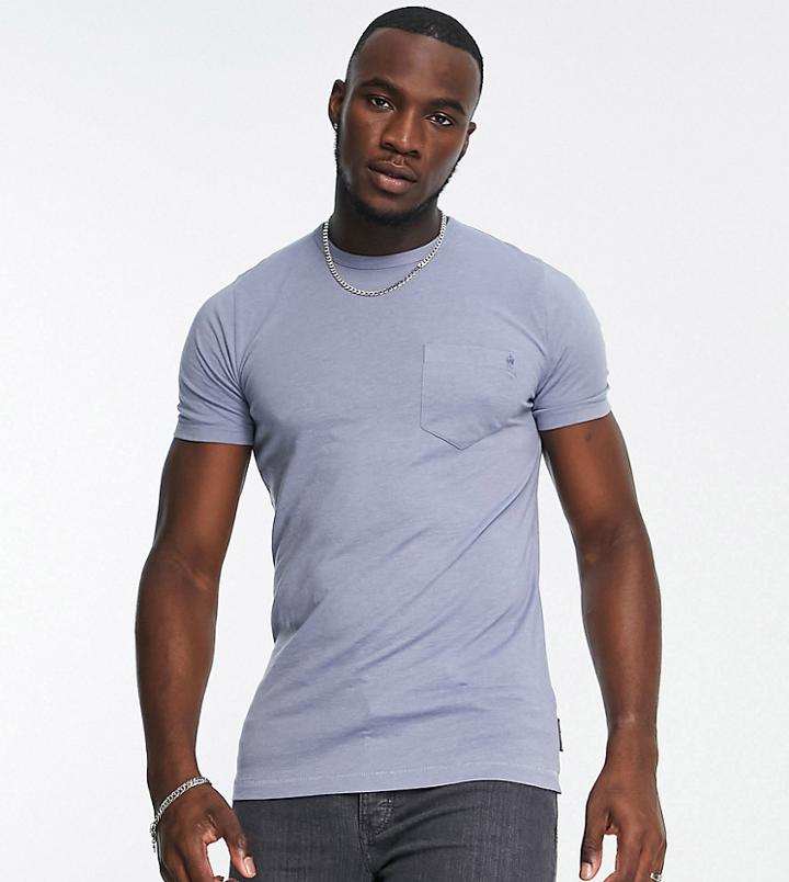 French Connection Tall Slub T-shirt In Light Blue Melange