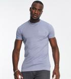 French Connection Tall Slub T-shirt In Light Blue Melange