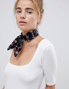 Bershka Printed Neck Scarf - Black
