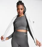 Urban Threads Tall Seamless Long Sleeve Sports Crop Top In Charcoal-gray