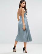 Asos Midi Dress With Delicate Strap Back - Blue