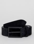 Asos Smart Slim Suede Belt In Black - Black