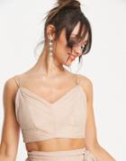 Asos Design Bridesmaid Cami Top With Tie Waist Detail In Blush - Part Of A Set-pink