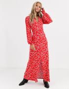 Asos Design Long Sleeve Western Shirt Dress In Ditsy Print