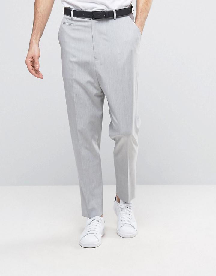 Asos Drop Crotch Pant In Pale Gray - Gray