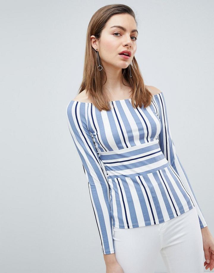 Ivyrevel Bardot Top In Stripe - Blue