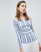Ivyrevel Bardot Top In Stripe - Blue
