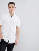 Boss Slim Fit Short Sleeve Oxford Shirt In White - White