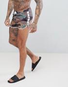 Hype Runner Swim Shorts In Khaki Camo - Green