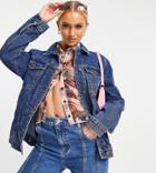 Asyou Oversized Classic Denim Jacket In Washed Classic Blue-blues