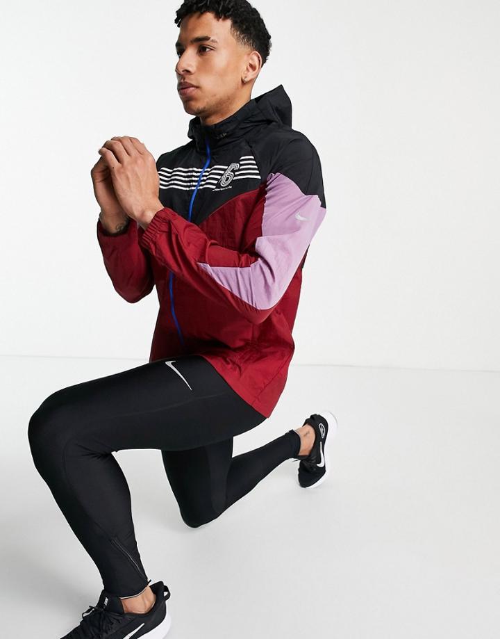 Nike Running Brs Windrunner Jacket In Burgundy-red