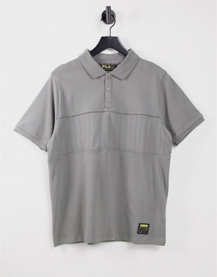 Fila Gold Knitted Polo In Gray-white