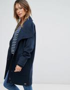 Bellfield Tasola Wool Mix Cocoon Coat - Blue