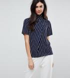 Asos Tall Ruched High Neck T-shirt In Stripe - Multi