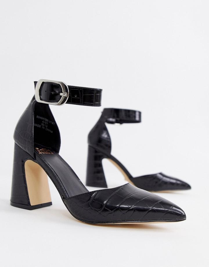 Faith Channing Flare Heeled Shoe - Black