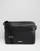 Tommy Hilfiger Leather Messenger Bag - Black