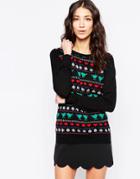 Sugarhill Boutique Birdie Fairisle Sweater - Black