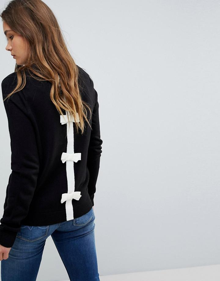 Brave Soul Bow Back Sweater - Black