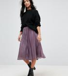 Vero Moda Petite Glitter Pleated Midi Skirt - Purple