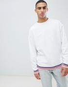 Asos Design Oversized Sweatshirt In White Marl With Tipping - White