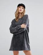 Daisy Street Gray Acid Wash Sweater Dress - Gray