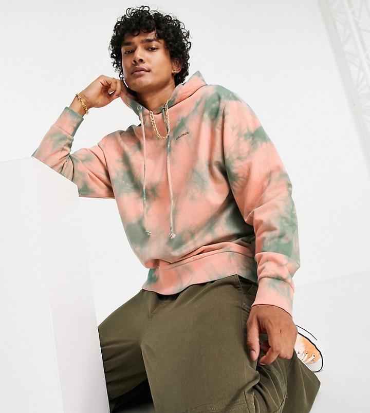 Collusion Coral Tie-dye Coordinating Hoodie-orange