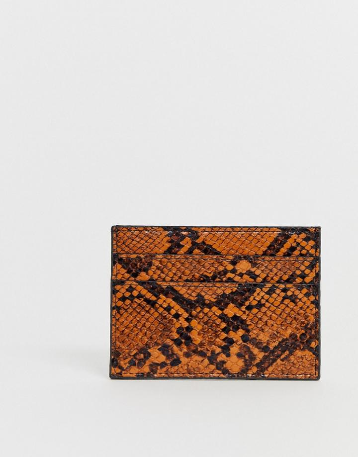 Pieces Snakeskin Card Holder - Brown