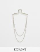 Reclaimed Vintage Button Loop Collar Chain In Silver - Silver