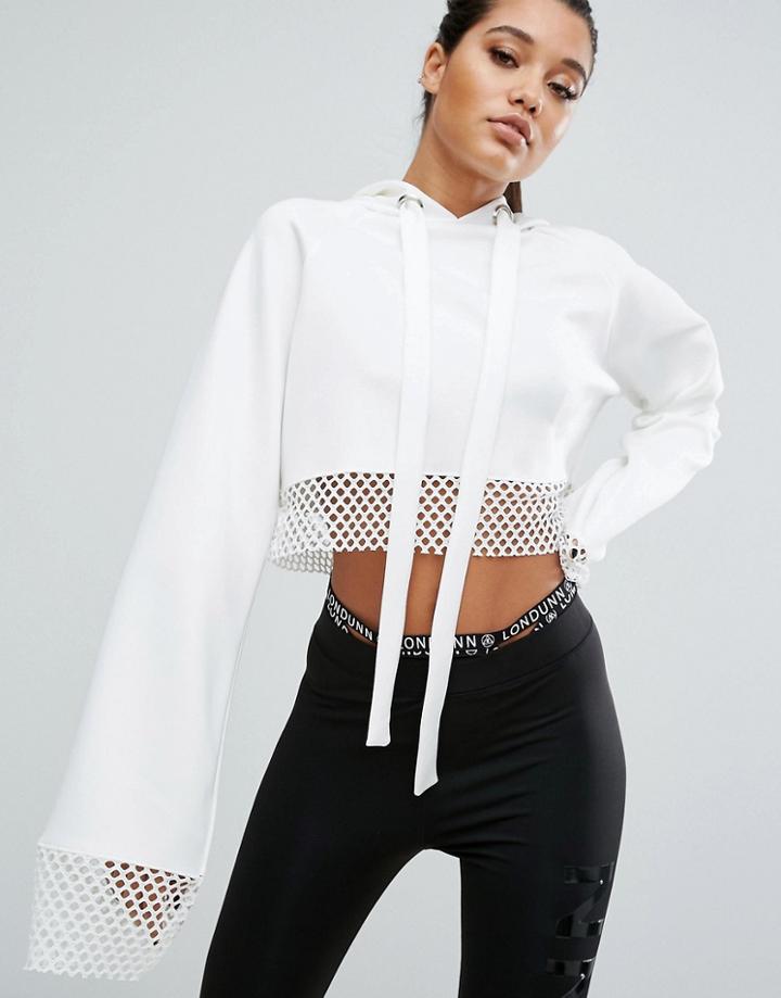 Missguided Londunn Mesh Sleeve And Hem Detail Scuba Hoodie - White