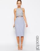 Asos Tall Pearl Crop Top Midi Dress - Blue