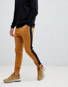 Asos Design Skinny Joggers With Side Stripe - Yellow