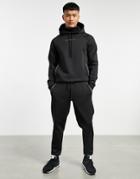 Asos Design Set Tapered Sweatpants In Black Scuba With Roman Numerals Printed Zips