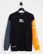Aape By A Bathing Ape Tricolor Long Sleeve Top In Black