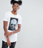 Noose & Monkey Longline Muscle Printed T-shirt With Logo - White