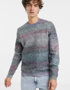 Asos Design Knitted Sweater In Chevron Design - Multi