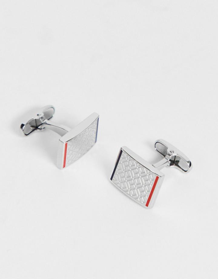 Tommy Hilfiger Jacquard Print Cufflinks - Silver