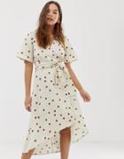 Moon River Spotty Midi Wrap Dress - Cream