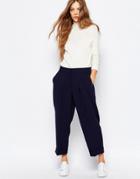 Sportmax Code Long Pants With Turn Up In Navy - 005 Navy