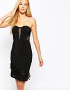 Michelle Keegan Loves Lipsy Bandeau Tassel Hem Detail Dress - Black