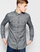 New Look Long Sleeve Shirt In Gray Marl In Regular Fit - Gray