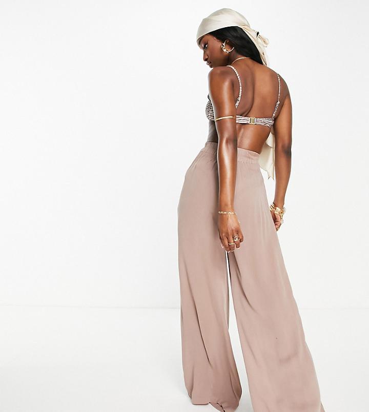 South Beach Oversized Drawstring Beach Pants In Sand-neutral