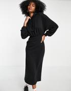 Topshop Midi Sweater Dress In Black