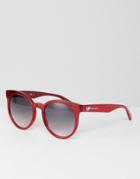 Love Moschino Round Sunglasses In Red - Red