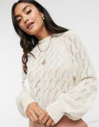 Y.a.s Knitted Sweater With Pattern Stitch In Cream-white