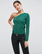 Asos Sweater With Off Shoulder In Metallic - Green