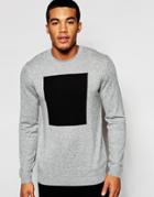 Asos Merino Wool Mix Sweater With Square Design - Gray